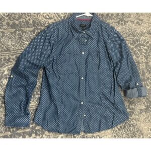 Talbots Blue Polka Dot Button Down Shirt